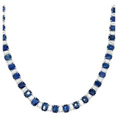 A platinum necklace with 10.96 carat diamonds and 32.24 carat blue sapphire. Sophia D has been known world-wide for over 40 years because of its rich history of design and quality craftsmanship. From art deco to antique reproduction, these timeless pieces, when merged with modern manufacturing techniques, create a perfect harmony between old and new. Platinum Necklace, Perfect Harmony, Link Necklace, 40 Years, Over 40, Old And New, Timeless Pieces, Blue Sapphire, Diamond Necklace