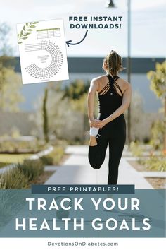 a woman in black sports bra top and leggings with text overlay that reads free printable track your health goals