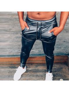 Men Casual Pants, Casual Solid Leather Pants Casual Leather Trousers With Pockets, Casual Leather Pants With Pockets, Casual Stretch Leather Pants For Streetwear, Casual Stretch Leather Pants With Pockets, Fashion Men Casual, Latest Mens Fashion, Mens Pants Casual, Mens Fashion Casual, Casual Pants