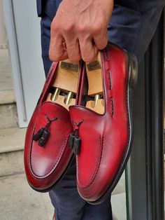 Collection: Spring – Summer 2020 Product: Tassel Loafers Color code: Red Shoes sole: Leather Inner Lining: Calf Skin Lining Shoes Material: 100% Leather Available Size: 39-40-41-42-43-44 Package Include: Shoes Gifts: Branded Dust Bag and Box, Shoehorn, Shoeshine, Babet Socks Red Leather Sole Loafers With Plain Toe, Red Loafers With Leather Sole And Plain Toe, Red Plain Toe Loafers With Leather Sole, Leather Tassel Loafers With Red Sole And Round Toe, Red Tassel Loafers With Rubber Sole And Round Toe, Red Tassel Loafers With Leather Sole For Business, Red Tassel Loafers With Red Sole, Red Tassel Loafers With Slip-on Red Sole, Red Leather-sole Moccasins With Moc Toe