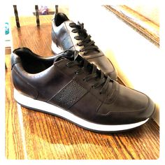 Vince Men’s Pace Sneaker. Black Leather Size 12. Like New From Bloomingdales Gift Only Worn Once. Excellent Deal! Business Black Sneakers With Removable Insole, Business Leather Sneakers, Masculine Leather Business Sneakers, Masculine Business Leather Sneakers, Low-top Cushioned Sneakers For Business Casual, Cushioned Low-top Sneakers For Business Casual, Business Casual Low-top Cushioned Sneakers, Black Sneakers With Rubber Sole For Business Casual, Black Business Casual Sneakers With Rubber Sole