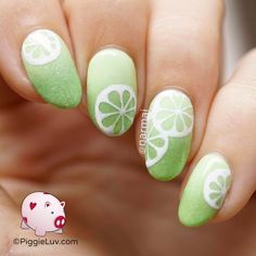 Lime Nail Art, Margarita Nails, Lime Nails, Fresh Nails, Fruit Nails, New Nail Art Design, Tropical Nails, Awesome Nails, Day Glow