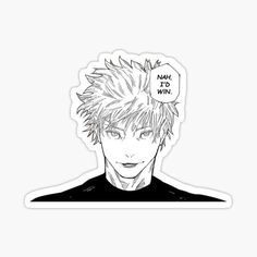 an anime character sticker with the words naruta win written above his head