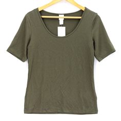 H&M T-Shirt Women's Solid Brown Short Sleeve Basics Round Neck Size Medium M Nwt H&m Basic Short Sleeve T-shirt, Basic Short Sleeve T-shirt By H&m, Basic H&m Short Sleeve T-shirt, Basic H&m Tops For Everyday, Basic Everyday H&m Tops, Basic H&m Tops, H&m Cotton Short Sleeve Tops, Green Cotton H&m Tops, Casual Green H&m Tops