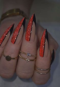 Fall Stiletto Nails Design, Holloween Nails, Diva Nails, Already Gone, Goth Nails, Bling Acrylic Nails, Glam Nails