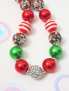 Christmas Bubblegum Necklace, Chunky Necklace, Toddler Jewelry, Girls Jewerly, Girls Bubblegum Chunk Toddler Necklace, Toddler Jewelry, Toddler Bracelet, Necklace Photo, Chunky Bead Necklaces, Bubblegum Necklace, Minnie Mouse Girl, Necklace Chunky, Chunky Jewelry