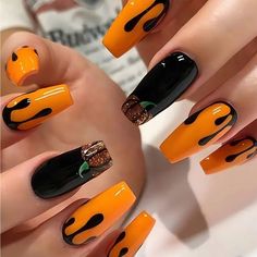 Add sparkle to your Halloween with our Handpainted Glitter Pumpkin Halloween Press on Nails. These custom, reusable press ons feature glittery pumpkin designs for a trendy and festive look. Perfect for short or long false nails that shine this spooky season. 📦 What comes with your press on nail kit? 10 nails of your size 24 adhesive tabs 1 nail file 1 cuticle stick Instructions on how to apply and remove them. Finding Your Size:Check out our sizing chart or Visit our sizing tutorial here: Sizing DirectionsNot sure about the size? It’s better to go a bit bigger – you can always file them down for a snug fit.Remember, we can’t do cancellations for size issues, so measuring right is key!Quality You Can TrustWe use only the best materials for our luxury press-on nails. 2-5 days with adhesive Nails Spooky, Spooky Nails, Halloween Acrylic, Cute Halloween Nails, Press On, Halloween Fest, Halloween Press On Nails, Pumpkin Nails