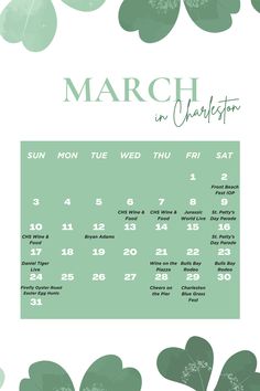 March Events Calendar in Charleston Patty Food, Oyster Roast, Easter Event, Daniel Tiger