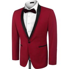 The red dinner jacket is a men’s formal wear staple. This tux jacket features a black shawl lapel. Free shipping is available all over the world. Red Single Button Formal Blazer, Red Tuxedo With Notch Lapel For Formal Occasions, Red Semi-formal Blazer With Suit Collar, Red Lapel Collar Blazer For Party, Elegant Red Sport Coat For Formal Occasions, Red Tailored Tuxedo With Notch Lapel, Tailored Red Tuxedo For Semi-formal Events, Tailored Red Tuxedo For Semi-formal Occasions, Red Tailored Tuxedo For Semi-formal Occasions