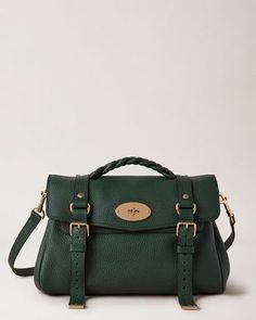 Alexa | Mulberry Green Heavy Grain | Sustainable Icons | Mulberry Bayswater Tote, Alexa Bag, Mulberry Alexa, Mulberry Bag, Bag Names, Wallet Bag, Leather Satchel, Somerset, Leather Top