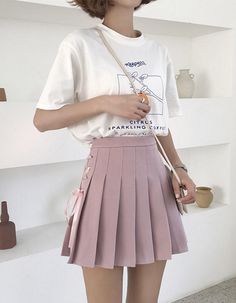 Cute A line side bow pleated skirt Color: white, pink, black Size(cm): S, M, L S length 39 waist 64 M length 40 waist 68 L length 41 waist 72 Style Mini Skirt, Womens Pleated Skirt, Rock Outfit, Student Girl, White Mini Skirt, Wrap Around Skirt, Dance Skirt, College Style, College Fashion