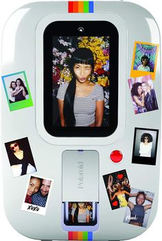 an electronic device with pictures and photos on it