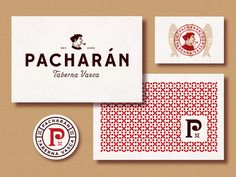 the logo and business cards for pacharn tavern, which is located in mexico