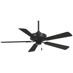 a black ceiling fan on a white background