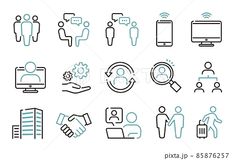 business and office line icon set