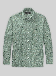 Immerse yourself in the lush vibrancy of the season with our Italian Eresmo Summer Linen Shirt. Meticulously crafted from a premium blend of linen and cotton, this shirt exudes sophistication, boasting a mossy green hue adorned with lively floral accents in an array of earthy tones. It's a wearable masterpiece that captures the essence of nature's palette, promising a breath of fresh air for your ensemble.  Whether you're savoring garden parties or indulging in an afternoon of viniculture, this shirt has got you covered.  Click 'Customize Now' to modify the look if needed.   Pamper yourself, get this shirt made exclusively for you now! Green Printed Shirt With Spread Collar, Multicolor Long Sleeve Linen Tops, Green Printed Top With Spread Collar, Green Fitted Printed Shirt, Fitted Green Printed Shirt, Printed Cotton Shirt With Spread Collar, Fitted Linen Top With Floral Print, Fitted Floral Print Linen Top, Green Cotton Shirt With Floral Print