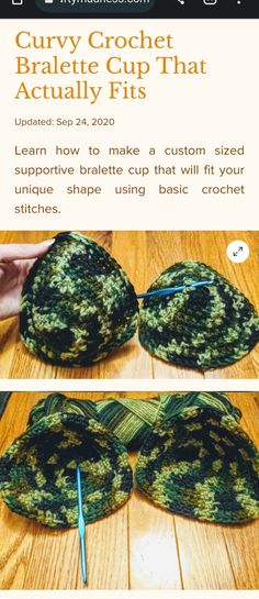 the crochet bralet cup that actually fits is shown in three different pictures