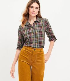 Plaid Relaxed Everyday Shirt Petite Sweaters, Yellow Plaid, Colored Pants, Flattering Dresses, Women Shirts Blouse, Trendy Clothes For Women, Plaid Tops, Beautiful Blouses, New Tops