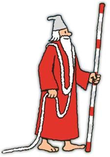 an image of a cartoon santa holding a pole with the caption, felicero, barba branca