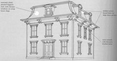 an architectural drawing of a two story house