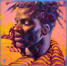 a painting of a man with dreadlocks on his head