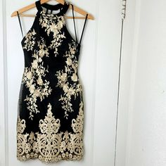 Beautiful & Sexy Party Dress- Size S. New With Tag. Embroidered Party Dress With Details On The Back. Perfect For Any Party. Underarm To Underarm 15.5 In, Length 36 In. Embroidered Dresses For Party Season, Glamorous Embroidered Summer Dresses, Glamorous Fitted Embroidered Dress, Embroidered Evening Dresses For Party Season, Fitted Embroidered Dress For Party Season, Embroidered Dresses For Evening Party Season, Embroidered Party Dresses For Festive Occasions, Embroidered Party Dresses For Festive Season, Festive Sleeveless Lace Dress