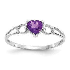 Birthstone Jewelry 14k White Gold Amethyst Birthstone Ring Amethyst Birthstone Ring, February Birthstone Ring, Amethyst Birthstone, Amethyst Heart, February Birthstone, Amethyst Gemstone, Birthstone Ring, Birthstone, Amethyst