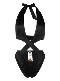 black Medusa Head motif plunge style crossover strap detail rear tie fastening Be mindful to try on swimwear over your own garments. Black Medusa, Medusa Head, Lingerie Outfits, Black One Piece Swimsuit, Versace Brand, Costume Intero, Swim Suit, Memento Mori, Fashion Fits