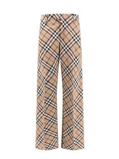 Burberry trousers showcase an iconic check print, perfect for smart-casual occasions. The stylish design incorporates a zip closure with a metal hook and lateral zip pockets for added practicality. Crafted from a soft fabric blend, these pants elevate your wardrobe's elegance.

- Made in Italy  
- Composition: 55% polyester, 45% wool Burberry Pants, Beige Pants, Burberry Hat, Burberry Men, Tailored Trousers, Check Pattern, Lace Boots, Straight Leg Pants, Clothes For Sale