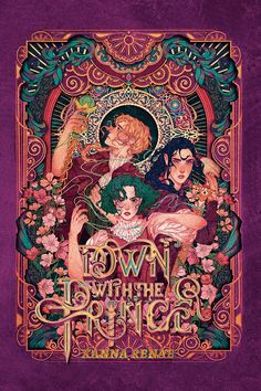 the poster for down with the twins, featuring two women and one man in purple