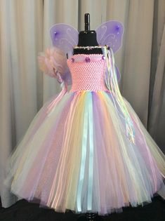 Pastel Rainbow Fairy Princess Costume Tutu Dress Up Set | Etsy Fairytale Fairy Dress With Ruffles For Dress-up, Whimsical Rainbow Princess Dress For Dress-up, Multicolor Fairy Dress For Dress-up, Pink Princess Fairy Dress For Costume Party, Cute Fairy Dress For Costume Party, Princess Style Fairy Dress With Ruffles For Costume, Pink Fairytale Fairy Dress With Ruffles, Pink Fitted Fairytale Fairy Dress, Whimsical Fairy Dress With Ruffles For Dress-up