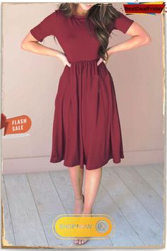 O Neck Short Sleeve Pockets Dress Comfy Dresses, Easy Breezy, Pocket Dress, Shoe Style, Midi Dresses, Midi Length, Cool Style, Gray Color, Shop Now