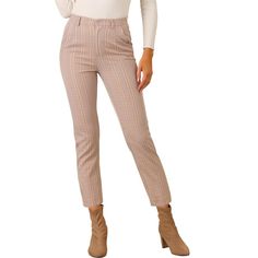 These pants can build smart and casual looks. Team these trousers with a blouse and court shoes for an effortless ensemble to transition from day to evening. Cut with a contemporary high waist and a straight leg, these trousers offer a sleek silhouette, ideal for dressing up or down. Paired with anything from a statement t-shirt to a silk blouse for a versatile workwear look. This fashionable and trendy clothes for women can not only be worn daily, but can also be easily matched as a Christmas c Spring Office Lady Workwear Bottoms, Spring Business Casual Office Bottoms, Spring Office Lady Business Casual Bottoms, Spring Office Lady Bottoms For Business Casual, Spring Office Lady Bottoms For Office Wear, Fall Office Lady Pants For Workwear, Office Lady Pants For Fall, Fall Office Wear Pants, Fall Office Lady Pants For Office Wear