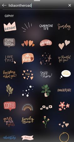 an iphone screen with various stickers on it and the words i love you in different languages