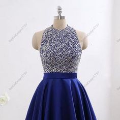 Blue Rhinestone Pageant Dress, Blue Rhinestone Homecoming Dress, Blue Short Prom Dresses, Royal Blue Dress Short, 2023 Prom, Royal Blue Shorts, Graduation Party Dresses, Cute Dresses For Party, Short Prom Dresses