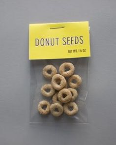 a package of donut seeds sitting on top of a table