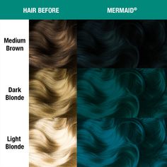 GUILT-FREE GLAMOUR!®Mermaid is a cool ocean-blue neon hair dye with slightly green undertones. Details: Style: Classic Semi-Permanent Hair Dye Color: Mermaid Color Description - Cool Neon Ocean Teal Hair Dye Volume: 4oz / 118ml Ingredients: Vegan Friendly, PPD Free! Additional Features: Benefits of Conditioning Hair, Resealable Tub For Longer Use, Comes With Instructions Duration: 4 - 6 weeks For Best Results: See Instructions Tab Tested on celebrities, not animals™. Denim Blue Hair, Lightening Hair, Manic Panic Hair Color, Manic Panic Hair, Bad Boys Blue, Emerald Hair, Green Hair Dye, Hair Color Spray, Short Hair Up