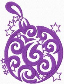 a purple ornament with stars and swirls in the center on a white background