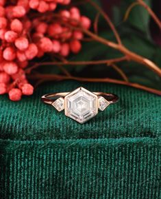 3 Stone Moissanite Engagement Rings Gift for Girl 14k Gold - Etsy Geometric Engagement Ring, Hexagon Engagement Ring, Original Engagement Rings, Moissanite Engagement Rings, Emerald Cut Engagement, Moissanite Wedding Ring, Hexagon Diamond, Natural Diamond Engagement Ring, Moissanite Wedding Rings