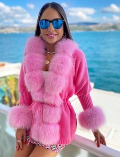 Triko jacket with Natural Fox fur details Details: Color: hot pink Natural Fox fur collar Material: Triko Fully Lined Delicate Dry Clean Protect accessory before washing Custom/ made-to-order item Designed in Italy Not sure about your size? Please use the size chart or use our live chat for better help! one size Ask us for real photos and videos so you can check the quality you are receiving. No return and exchange only in size . Pink Hooded Fur Coat With Faux Fur Trim, Pink Winter Outerwear With Feather Trim, Chic Hooded Fur Coat With Faux Fur Trim, Winter Long Sleeve Outerwear With Feather Trim, Pink Fluffy Winter Outerwear, Fluffy Pink Outerwear For Spring, Luxury Long Sleeve Outerwear With Feather Trim, Pink Fluffy Long Sleeve Outerwear, Fluffy Pink Spring Outerwear