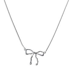 "Dahlia" Dainty Bow Necklace – Gemini Jewels Thick Chain Necklace, Silver Jewelry Necklace, Bow Necklace, Bow Jewelry, Silver Bow, Silver Snake Chain, Jewelry Lookbook, Brass Charms, Unisex Jewelry