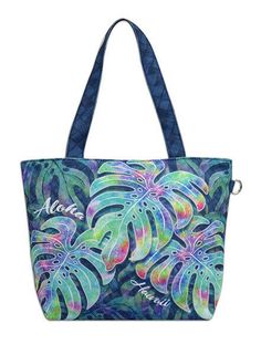 Hawaiian Monsteras print durable canvas tote bags are approximately 13" x 10" x 5",  with 17.5" long straps and satin lining.  They have two inside pockets (one zipper and one phone pocket) and zipper closure. We do have many other designs bags. Please check it out our store for much more: https://stores.ebay.com/Aloha-Gifts-From-Hawaii Mahalo for shopping with us!! NOTE: We sell hundreds of these products. All products featured on the pictures show a sample of the items you are buying.  "Return Canvas Beach Tote, Hawaiian Gifts, Shop Bag, Aloha Hawaii, Small Tote Bag, Reusable Shopping Bags, Small Tote, Beach Tote, Cloth Bags