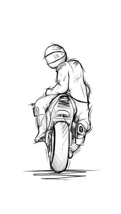 a drawing of a person on a motorcycle