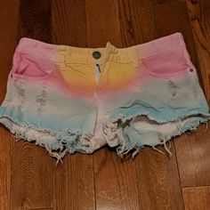 Perfect For That Festival Or Just Over The Summer. Distressed Bottom And Front. Orange, Pink, And Blue Dip Dye. Never Worn, Just Sat In My Closet. Size 3. Like New, Just Wrinkled. Cute Multicolor Cotton Bottoms, Summer Tie Dye Shorts For Beach, Summer Tie-dye Beach Shorts, Multicolor Fun Bottoms For Spring, Trendy Pink Jean Shorts For Beach, Fun Multicolor Bottoms For Spring, Playful Rainbow Bottoms For Summer, Playful Pink Spring Shorts, Playful Rainbow Summer Bottoms