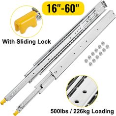 an image of the sliding door lock with screws on each side and yellow handles