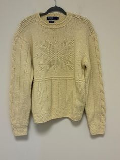 Polo Ralph Lauren Vintage Snowflake Sweater Medium  Excellent condition! Size Medium 100% Wool Hand knit Length 26" Pit-to-Pit 22" Snowflake Sweater, Ralph Lauren Vintage, Mens Pullover, Beige Sweater, Pullover Men, Wool Sweater, Wool Sweaters, Pullover Sweaters, Halloween Shopping