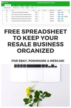 a computer screen with the text free spreadsheet to keep your resale business organized