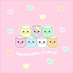 Marshmallow Friends Illustration Marshmallow Character, Kawaii Marshmallow, Kawaii Necklace, Kawaii Illustration, Spring Wallpaper, Necklace For Her, Kawaii Stickers, Kawaii Art