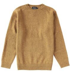 From Pendleton&#x2C; this sweater features:solid tonecrew necklinelong sleeves with ribbed cuffsribbed hemShetland woolmachine wash/dry flatImported. Brown Sweater With Ribbed Crew Neck, Brown Crew Neck Sweater With Ribbed Neckline, Solid Wool Crew Neck Sweater, Classic Winter Sweatshirt With Ribbed Neckline, Classic Sweatshirt With Ribbed Neckline For Winter, Classic Solid Sweatshirt For Fall, Beige Crew Neck Sweater With Ribbed Collar, Classic Beige Long Sleeve Sweatshirt, Classic Long Sleeve Beige Sweatshirt