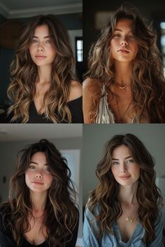 Long Wavy Hairstyles With Bangs, Waves On Long Hair, Bangs Inspo, Sunkissed Hair Brunette, Wavy Beach Hair, Guest Hairstyles, Beachy Waves Hair, Waves Haircut, Long Hair Waves